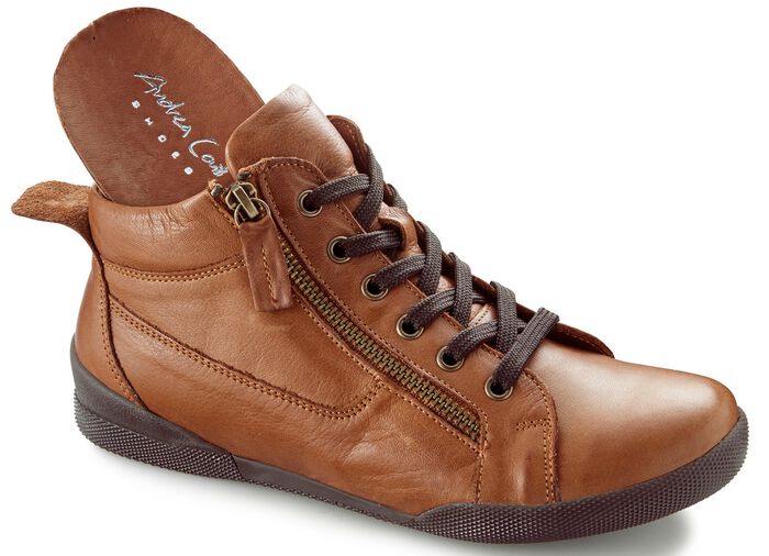 Andrea Conti, sportive Damen-Boots, mit herausnehmbarem Fussbett COGNAC