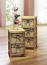 Regal mit K&ouml;rben aus Mais-Strohgeflecht NATUR