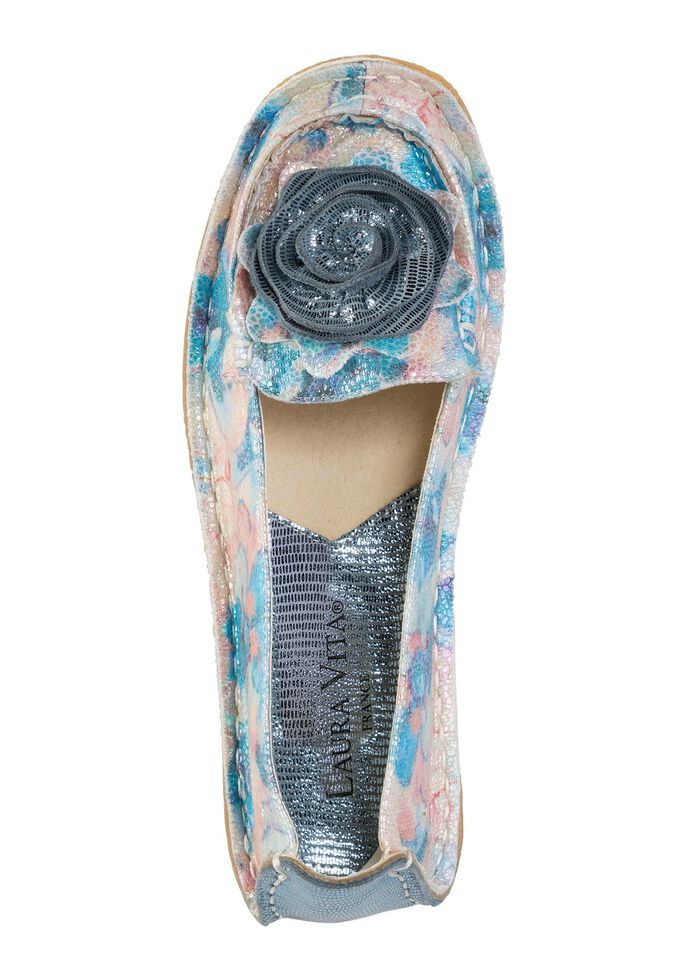 Laura Vita Ballerina mit Lederbl&uuml;te BLAU-MULTICOLOR