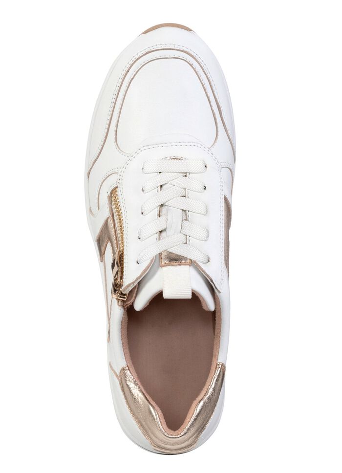 ELENA EDEN, sytlische Damen-Sneaker, Weite H, mit herausnehmbarem Fussbett WEISS-GOLD