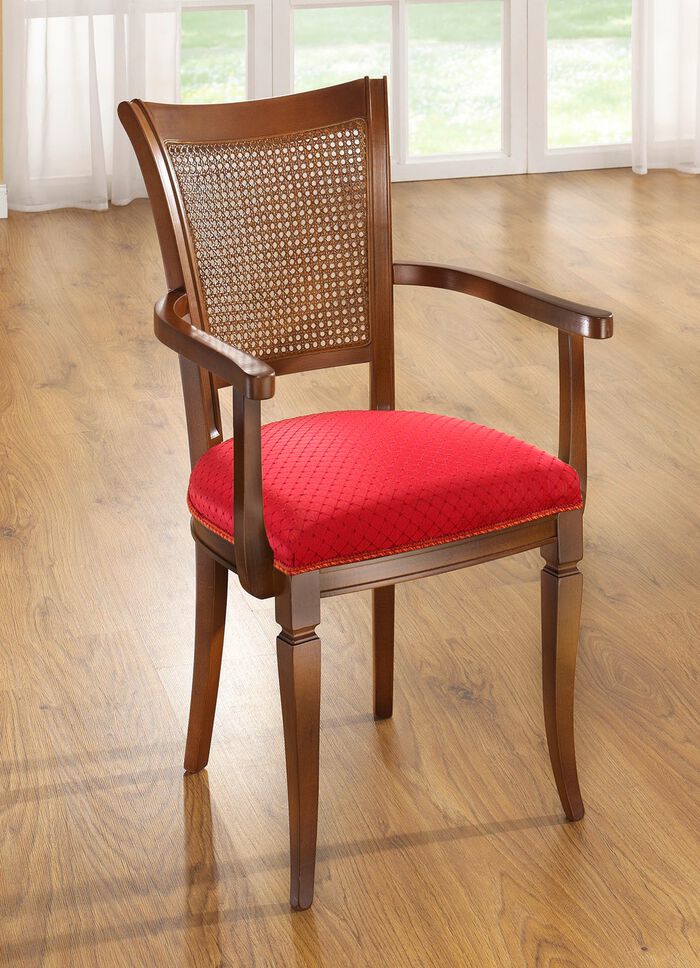 Elegante Esszimmerm&ouml;bel mit Schnitzereien an den Beinen NUSSBAUM-ROT