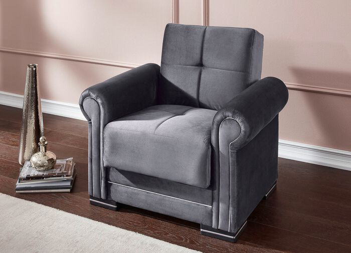 Polsterm&ouml;bel auf stabilem Holzgrundgestell mit Funktion GRAU