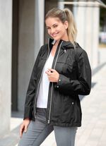 Funktionsjacke mit fester Kapuze SCHWARZ