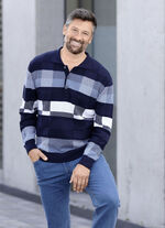 Gemusterter Polopullover in 2 Farben MARINE-BLAU
