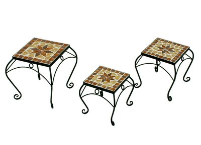 Pflanzenpodeste &laquo;Mosaik&raquo;, eckig, 3er-Set, aus robustem Stahl 