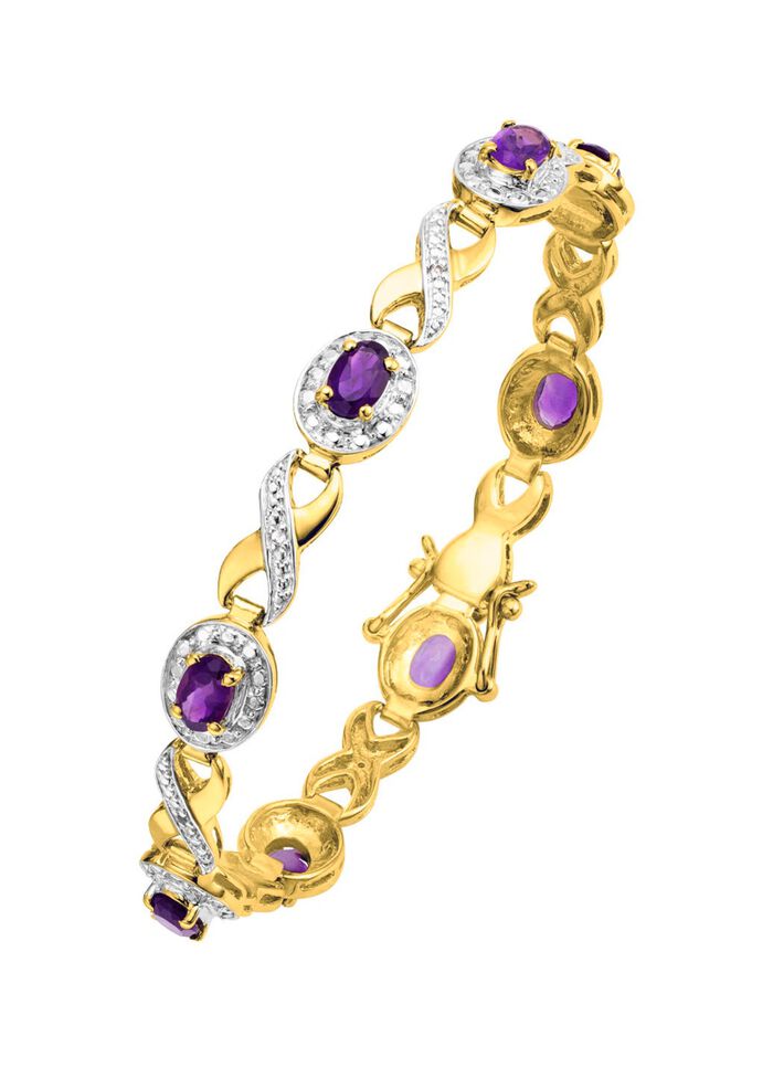 Armband in Bicolor, mit echt Amethyst und echt Weisstopas 