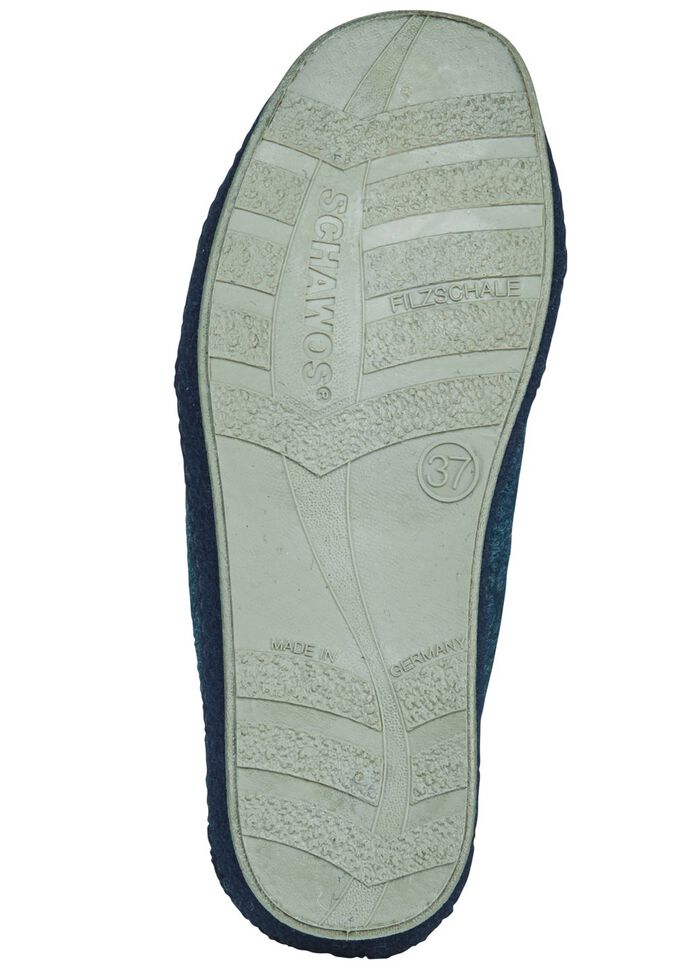 Atmungsaktive Damen-Hausschuhe, mit Schurwolle DUNKELBLAU-HELLGRAU