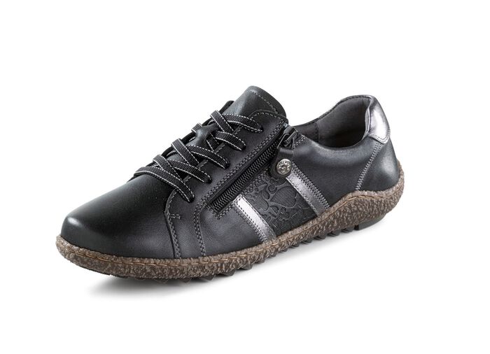 ELENA EDEN Schn&uuml;rschuh aus feinem Nappaleder SCHWARZ-ALTSILBER