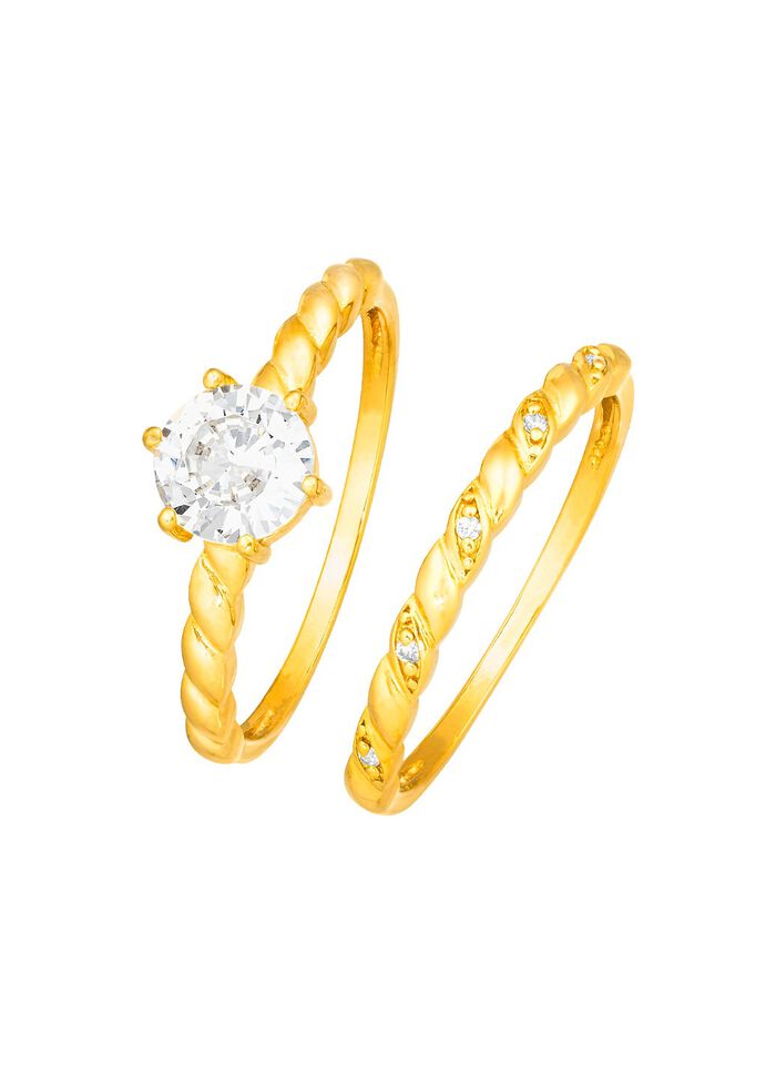Vergoldetes, 2-teiliges Ring-Set, mit Zirkonia 