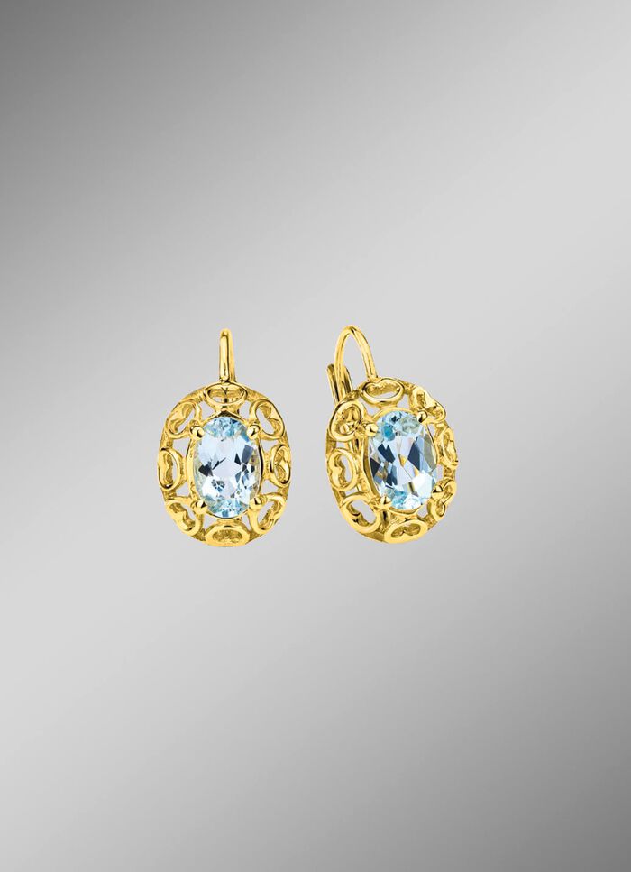 Durchbrochene Ohrringe mit Blautopas 