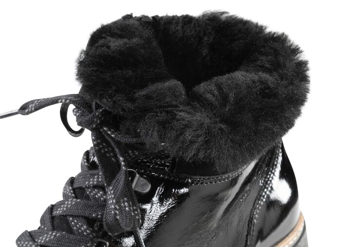 Waldl&auml;ufer Schn&uuml;r-Stiefelette mit kuscheligem Kragen aus Lammfell 