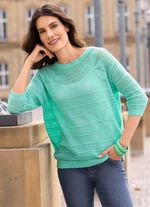 Pullover in transparenter Optik mit Bl&uuml;tenmotiven 