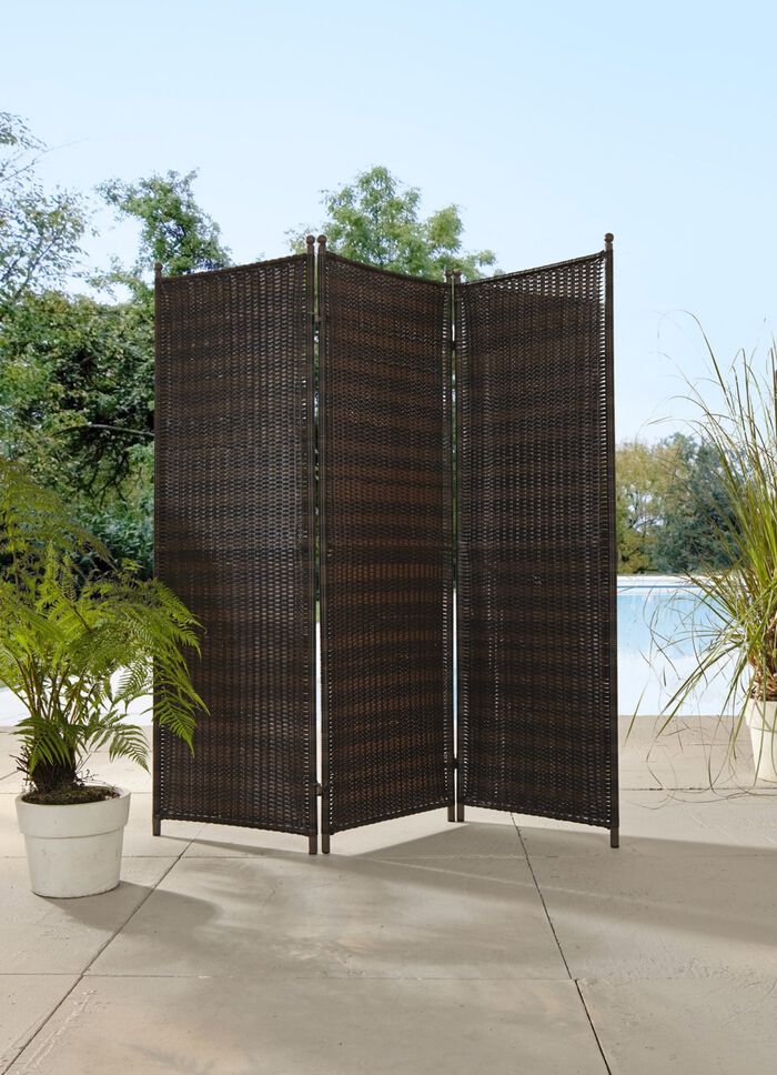 Witterungsbest&auml;ndiger Paravent mit stabilem Stahlgestell 