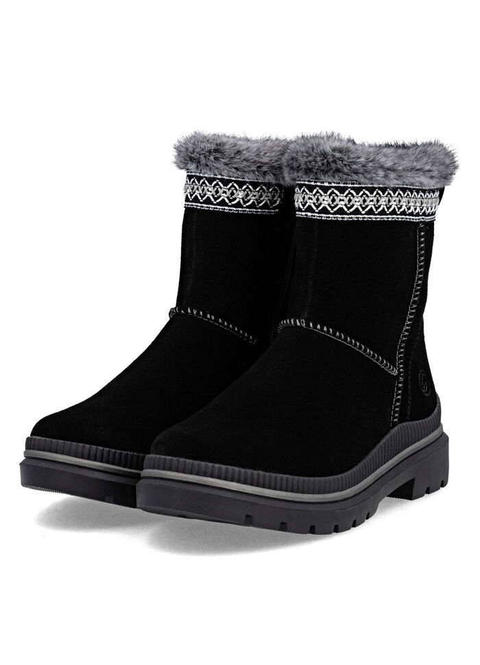 Remonte, gefütterte Damen-Stiefeletten, Winterschuhe, Weite G, mit Lammfell SCHWARZ