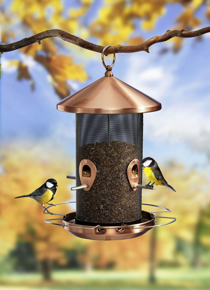 Vogelfuttersäule in edlem Kupferlook 