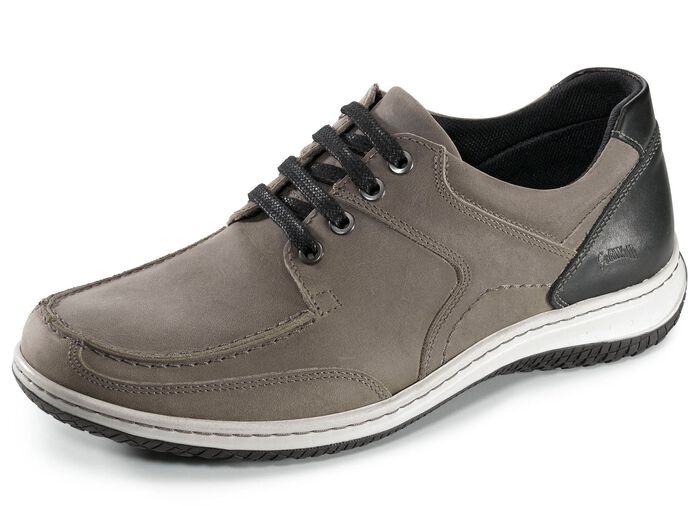 Schn&uuml;rschuhe mit Kontrast-Bes&auml;tzen TAUPE-SCHWARZ