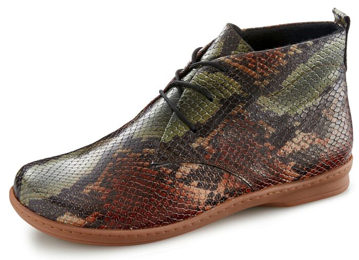 Gemini Schn&uuml;r-Stiefelette aus hochwertigem Leder BRAUN-GR&Uuml;N