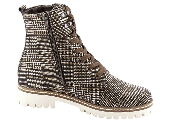 Waldläufer Schnür-Stiefelette mit zartem Metallic-Schimmer BRAUN