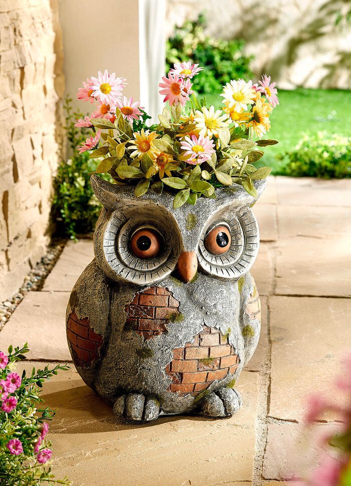 Pflanztopf Eule aus wetterfestem Magnesia 