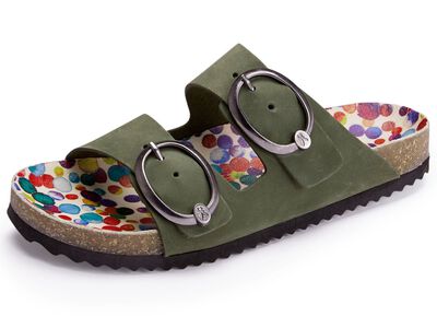 Andrea Conti Pantolette mit bunt bedrucktem Lederfussbett 