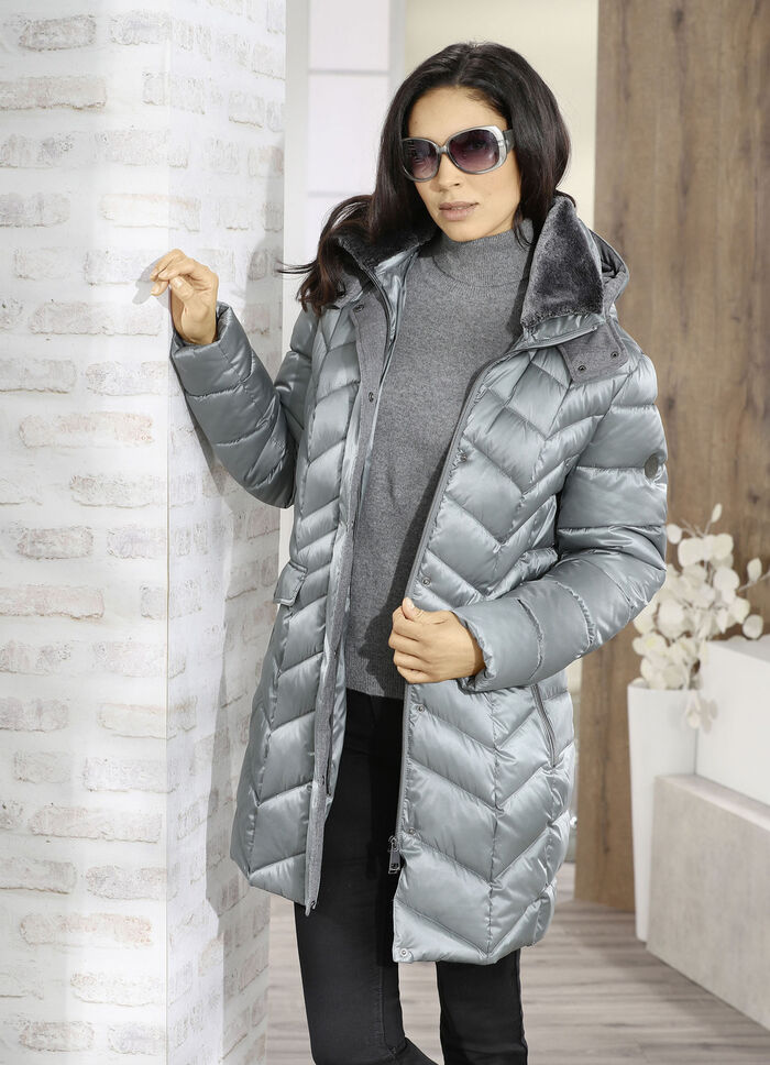 Jacke mit abnehmbarem Kunstpelz-Besatz am Kragen 