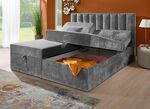 Boxspringbett mit individueller Kopfteilverstellung und Deko-Kissen 