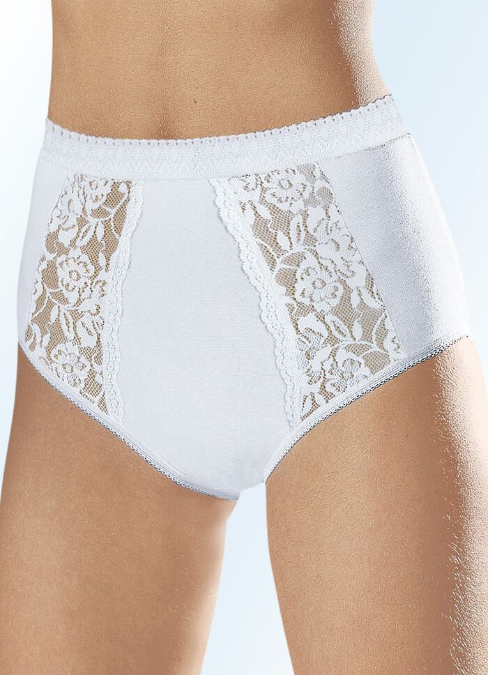 Fünferpack Slips mit elastischen Spitzeneinsätzen 5X WEISS