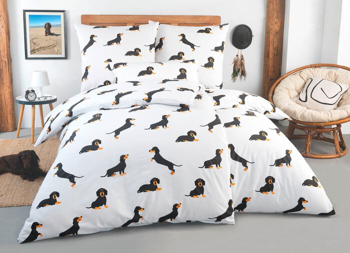 Beidseitig bedruckte Bettw&auml;sche-Garnitur 