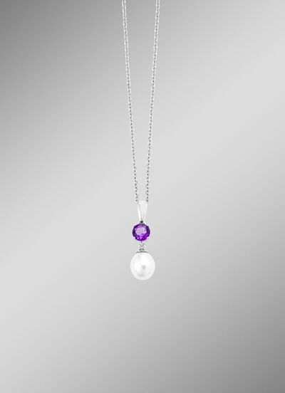 Anhänger mit Süsswasser-Zuchtperle und Amethyst 