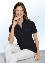 Hübsches Poloshirt mit Kontrast-Besatz SCHWARZ