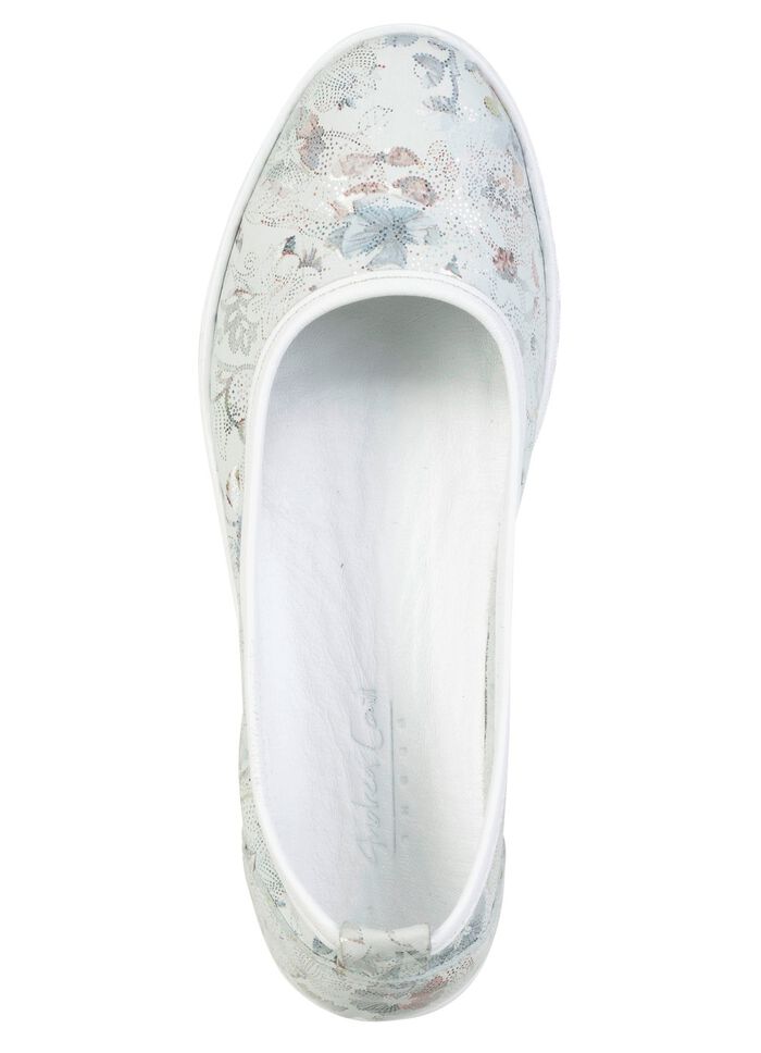 Andrea Conti, schicke Damen-Ballerinas, Weite G, mit herausnehmbarem Fussbett ECRU-BUNT