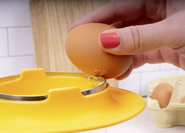 Ei-Trenner mit praktischer Aufschlagkante 