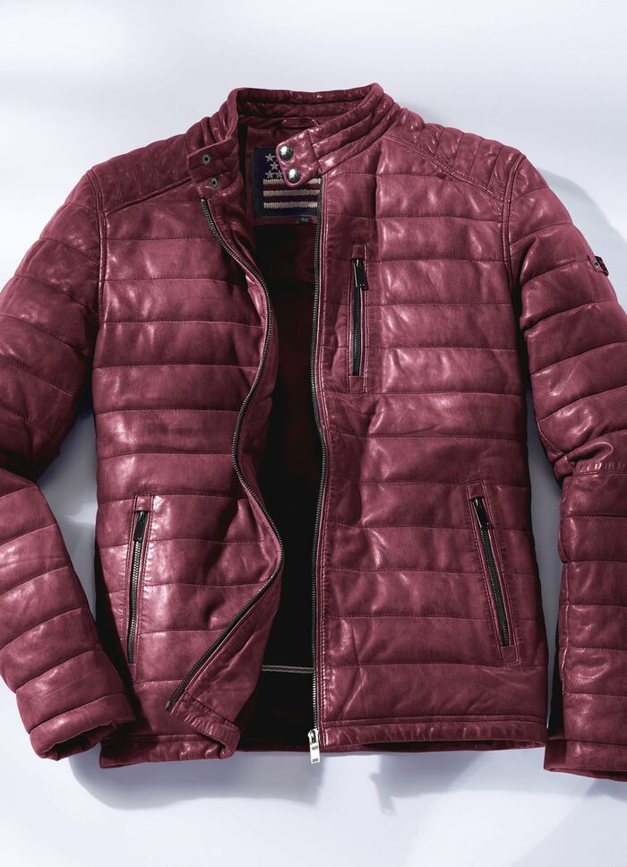 Lederkurzjacke von &laquo;Cabrini&raquo; in 3 Farben ANTIK DUNKELROT