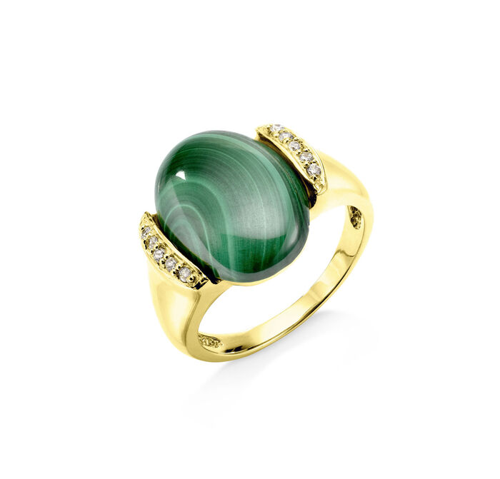 Damenring, mit echt Malachit 