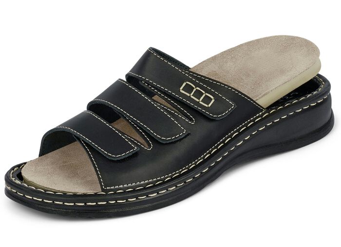 Mubb, bequeme Herren-Pantoletten, Weite H, mit herausnehmbarem Fussbett SCHWARZ