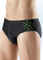 Naturana Badehose in Slipform mit platziertem Druckdessin SCHWARZ-GRÜN
