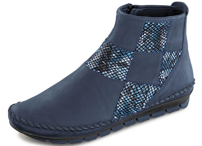 Gemini Mokassin-Stiefeletten mit moderner Knitter-Struktur BLAU