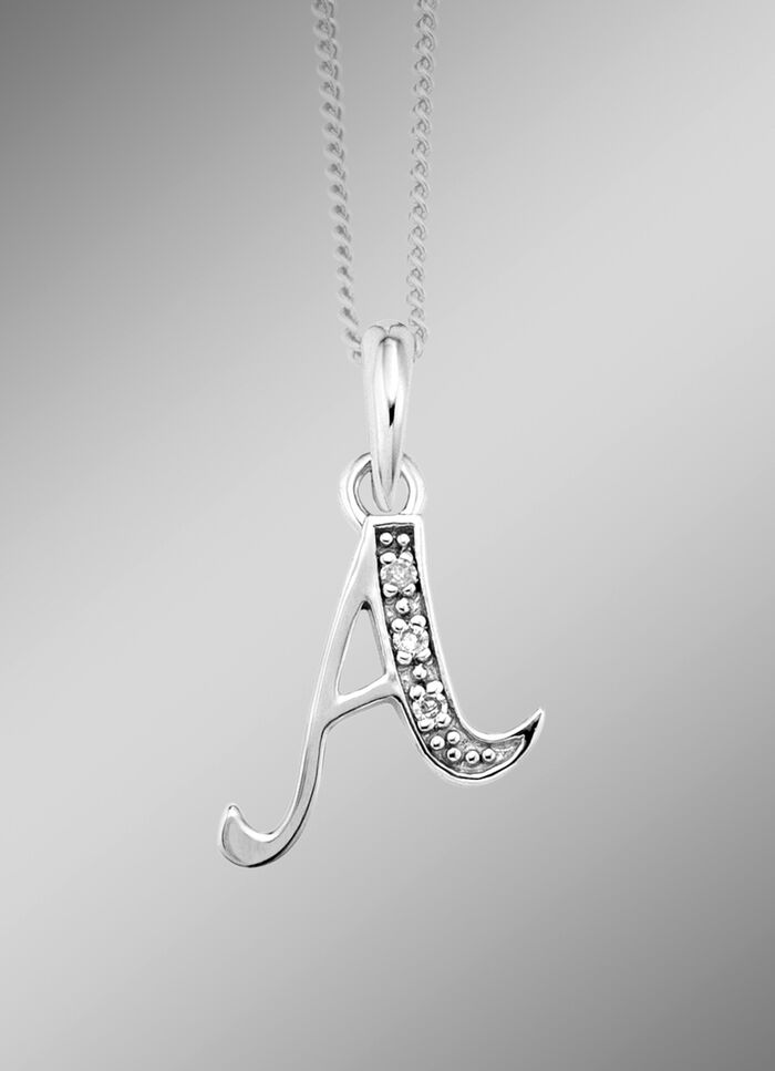 Buchstaben-Anh&auml;nger aus Wei&szlig;gold mit Diamanten 