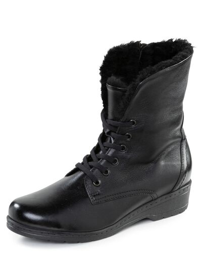 ELENA EDEN Schn&uuml;r-Stiefelette mit umschlagbarem Lammfellkragen 