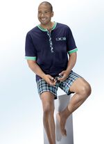 Vorteilspack: Pyjama und Shorty mit langer Knopfleiste, Brusttasche und Karodessin 