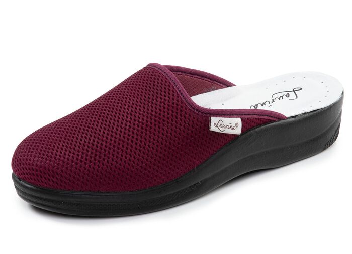 Laurina, Zweierpack, klassische Damen-Hausschuhe, Weite G, aus Mesh-Material 1X BORDEAUX, 1X SCHWARZ