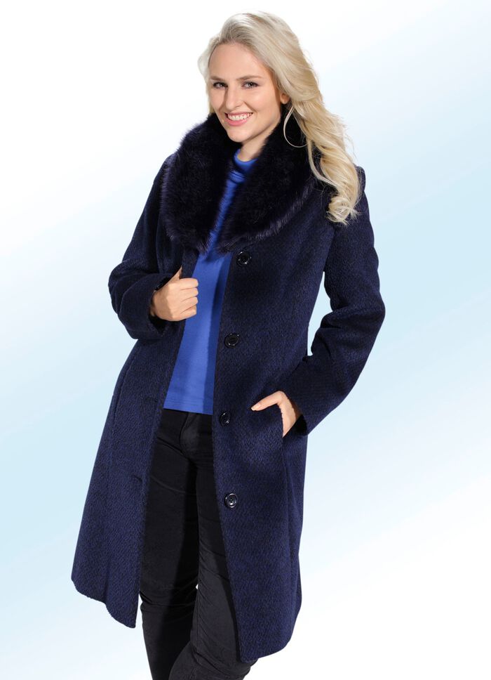 Mantel mit abnehmbarem Kunstpelz-Besatz 