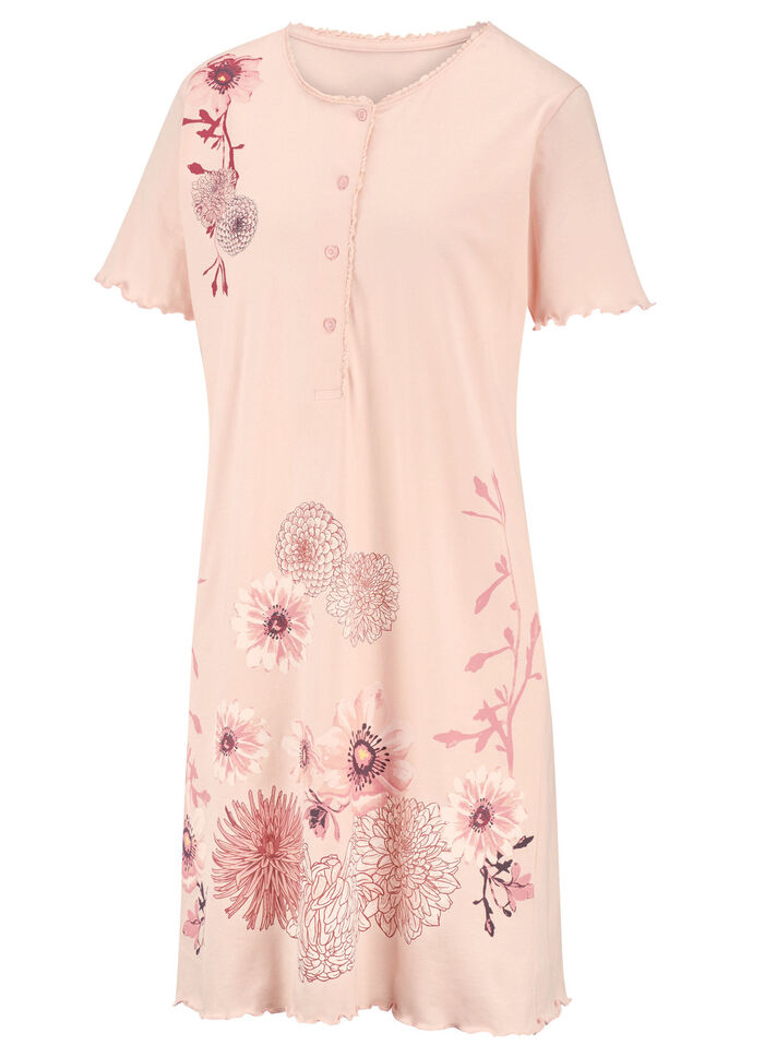 Zweierpack Nachthemden mit Knopfleiste und gebogten Abschl&uuml;ssen 