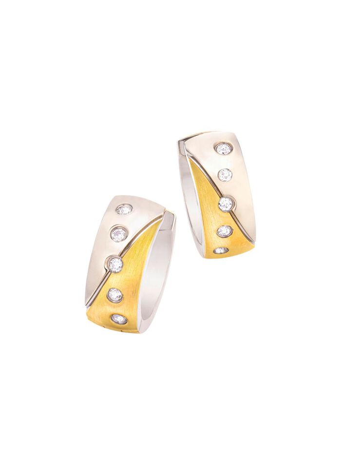 Klappcreolen in Bicolor mit synth. Zirkonia 