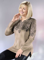 Pullover mit Strasszier TAUPE-SCHWARZ