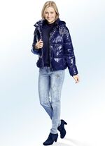 Daunen-Kurzjacke mit abnehmbarer Kapuze 