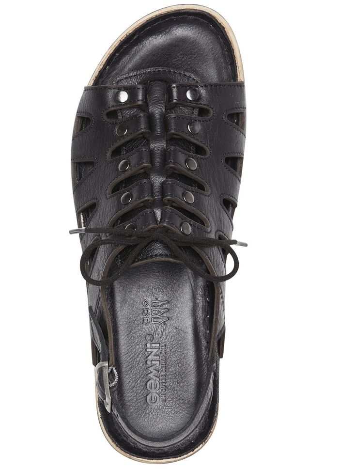 Gemini Sandale mit elastischer Zierschn&uuml;rung SCHWARZ