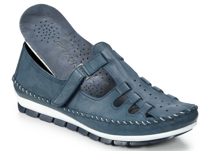 Gemini, klassische Damen-Slipper, Weite G, mit herausnehmbarem Fussbett MARINE