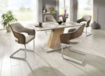 Tisch mit Auszug und einfach zu reinigender Tischplatte MARMOR BEIGE/ARTISAN EICHE