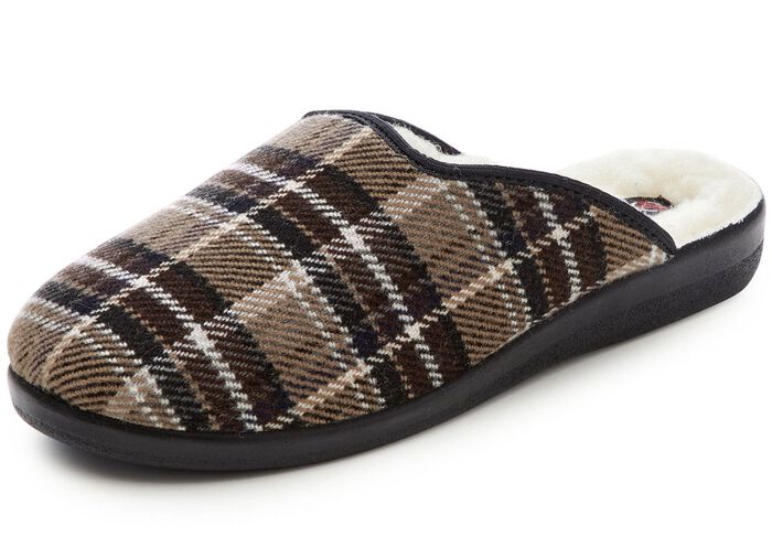 Zweierpack, gef&uuml;tterte Herren-Hausschuhe, mit Wolle 